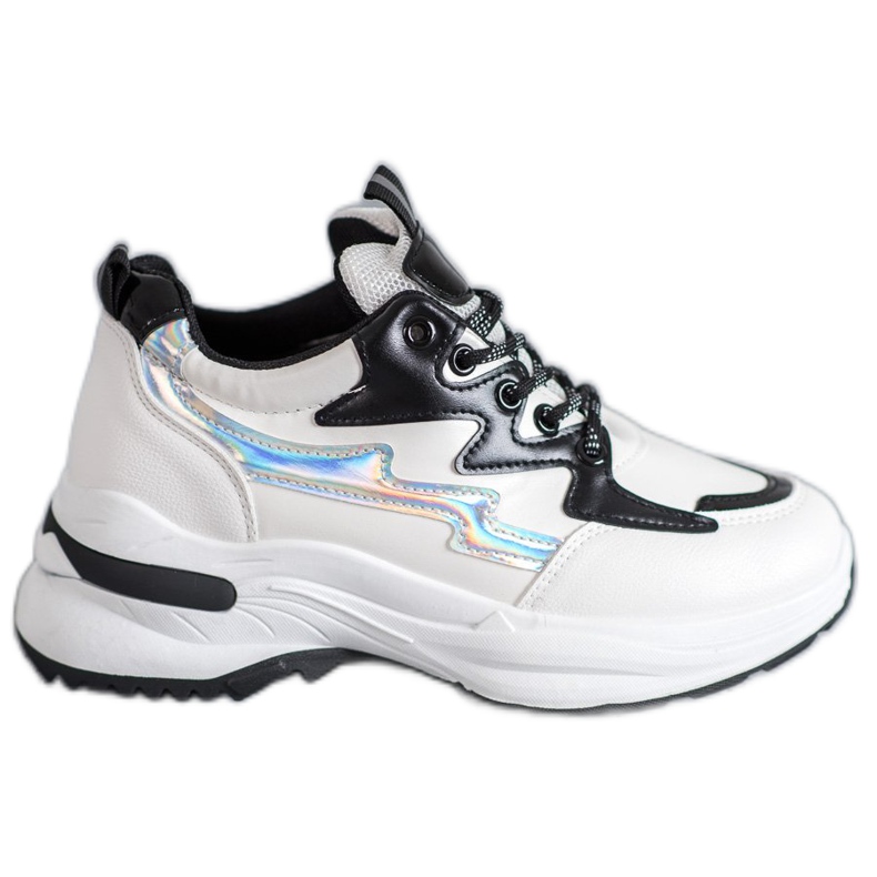 SHELOVET Calzado deportivo de cuero ecológico blanco multicolor