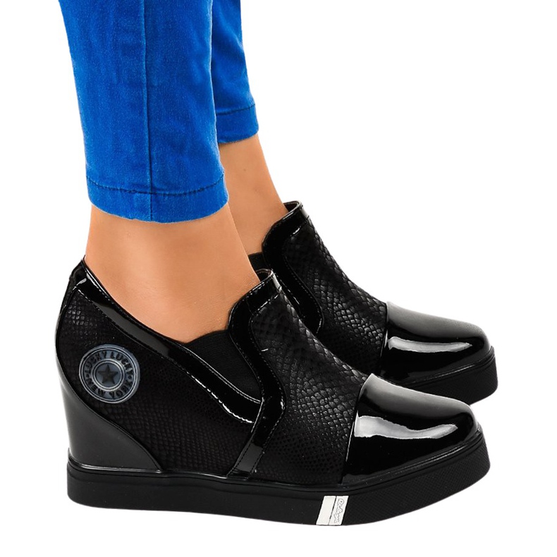 Deportivas cuña negras T1711-1 negro Deportivas cuña negras T1711-1 negro