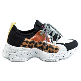 SHELOVET Zapatos deportivos con estampado de leopardo negro multicolor