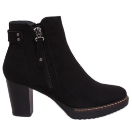 Negro ante negro 8B856 Botas negras de tacón alto
