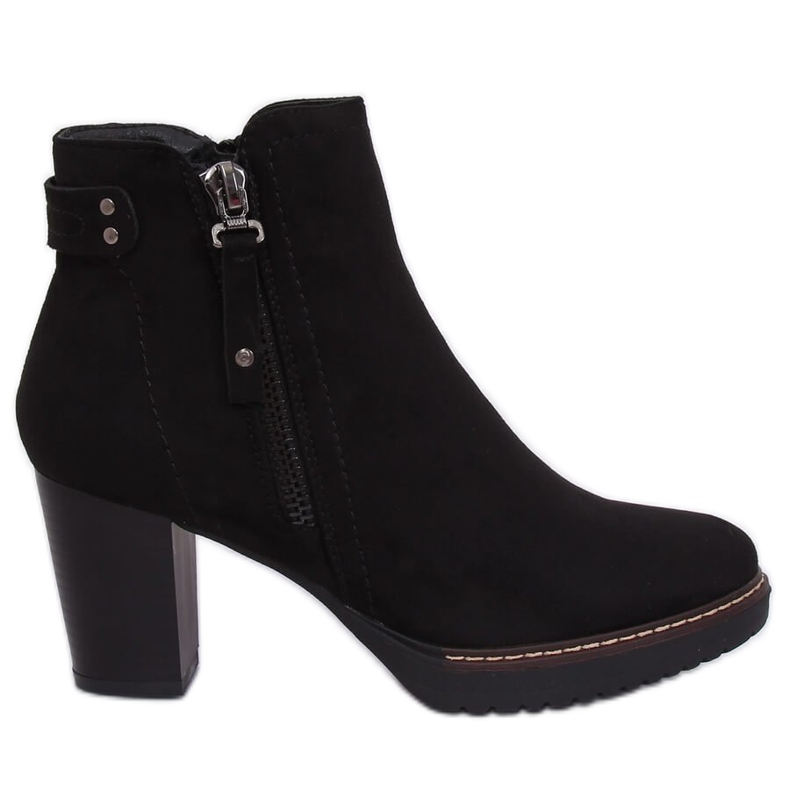 Negro ante negro 8B856 Botas negras de tacón alto