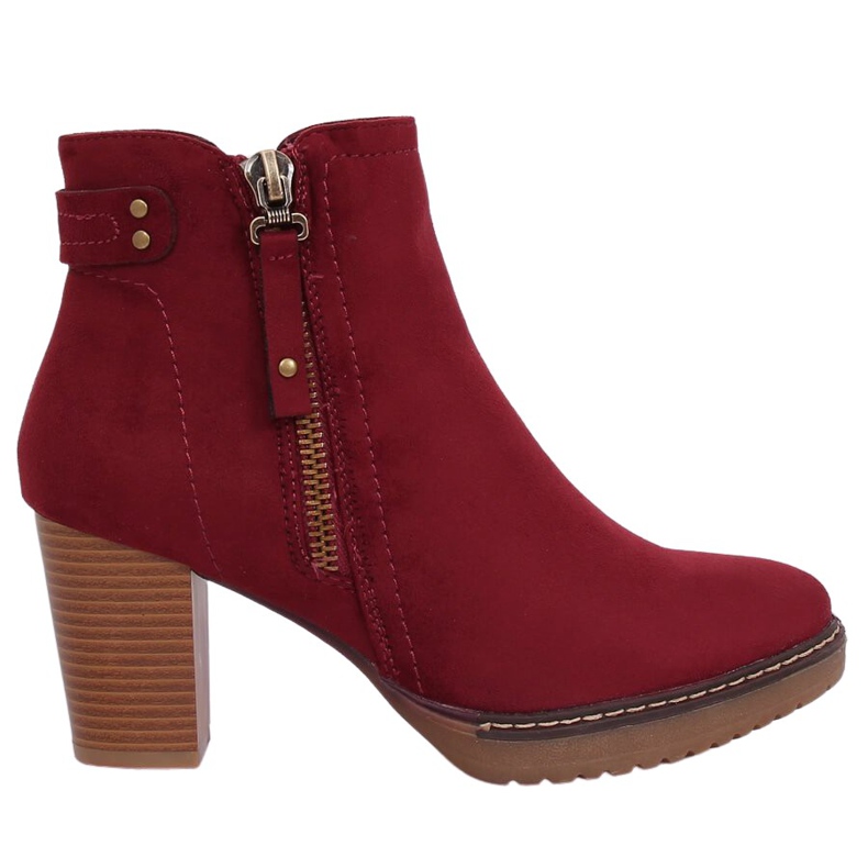 Botas de tacón ante granate 8B856 Wine rojo