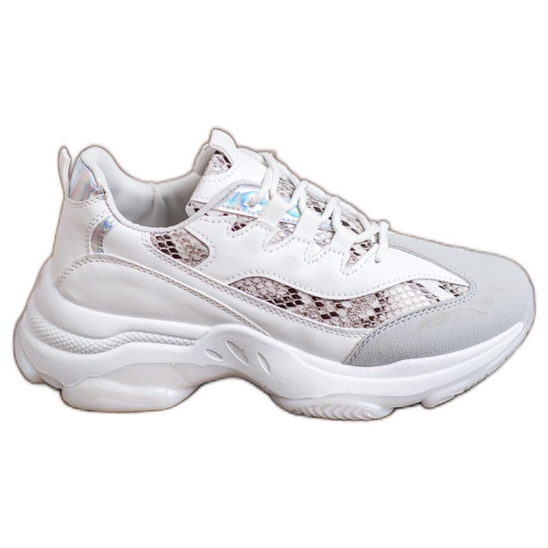 Kayla Zapatillas con estampado de serpiente blanco