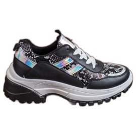 SHELOVET Zapatillas negras con estampado de serpiente negro