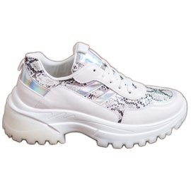 SHELOVET Zapatillas blancas con estampado de serpiente blanco