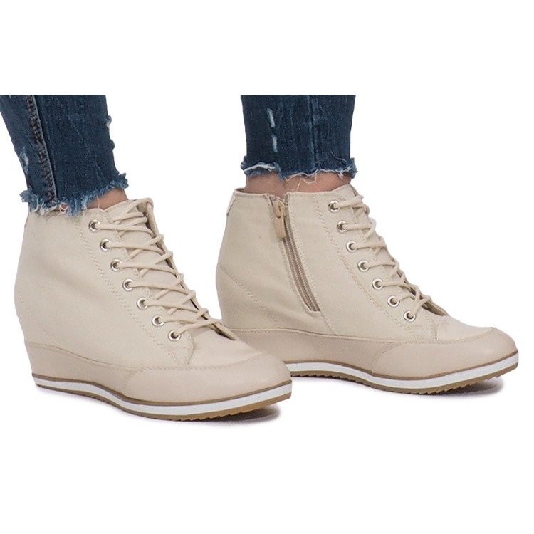 Zapatillas de cuña beige Material Capucine