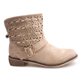 Botas elegantes, zapatos con hebilla JN-109 Beige