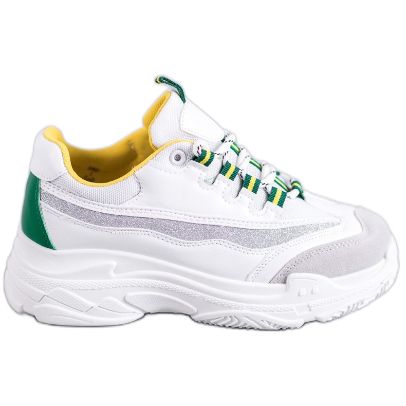 SHELOVET Zapatillas blancas con purpurina blanco