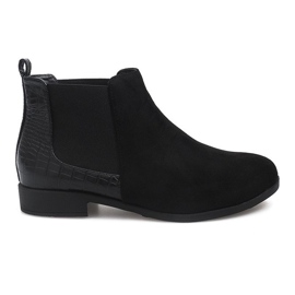 Botines de ante con elementos de piel 99-225 Negro