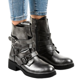 Botas de mujer grises con hebillas HQ1588 Botas de mujer grises con hebillas HQ1588