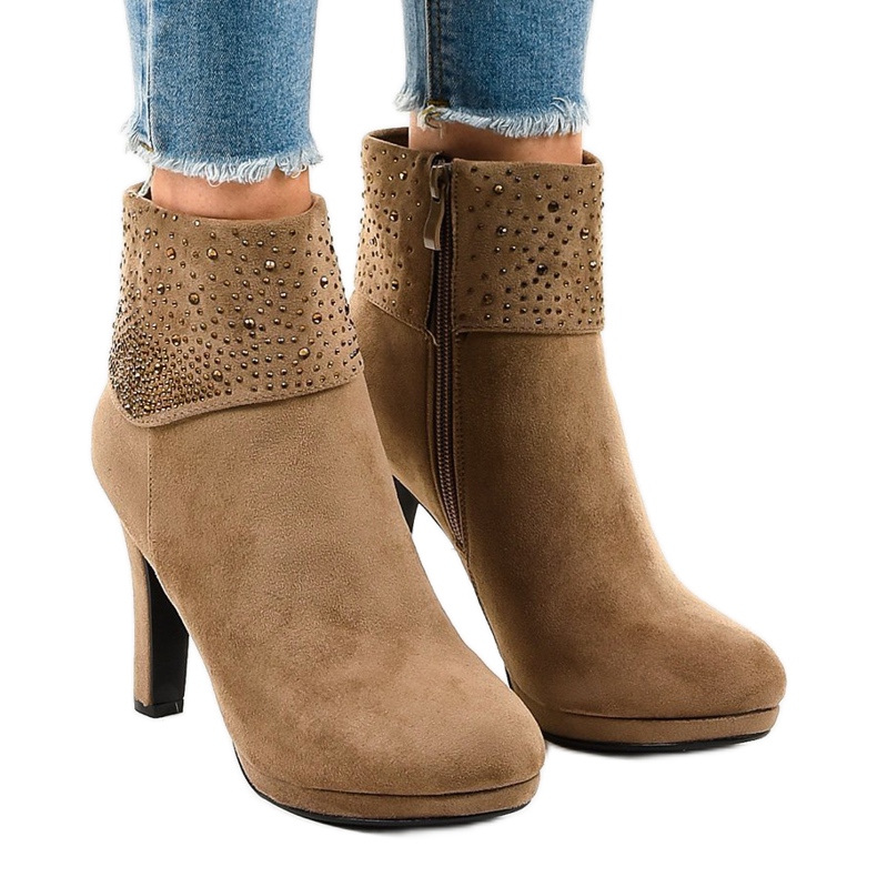 Botines de ante caqui en el poste SQ15 multicolor verde Botines de ante caqui en el poste SQ15 multicolor verde