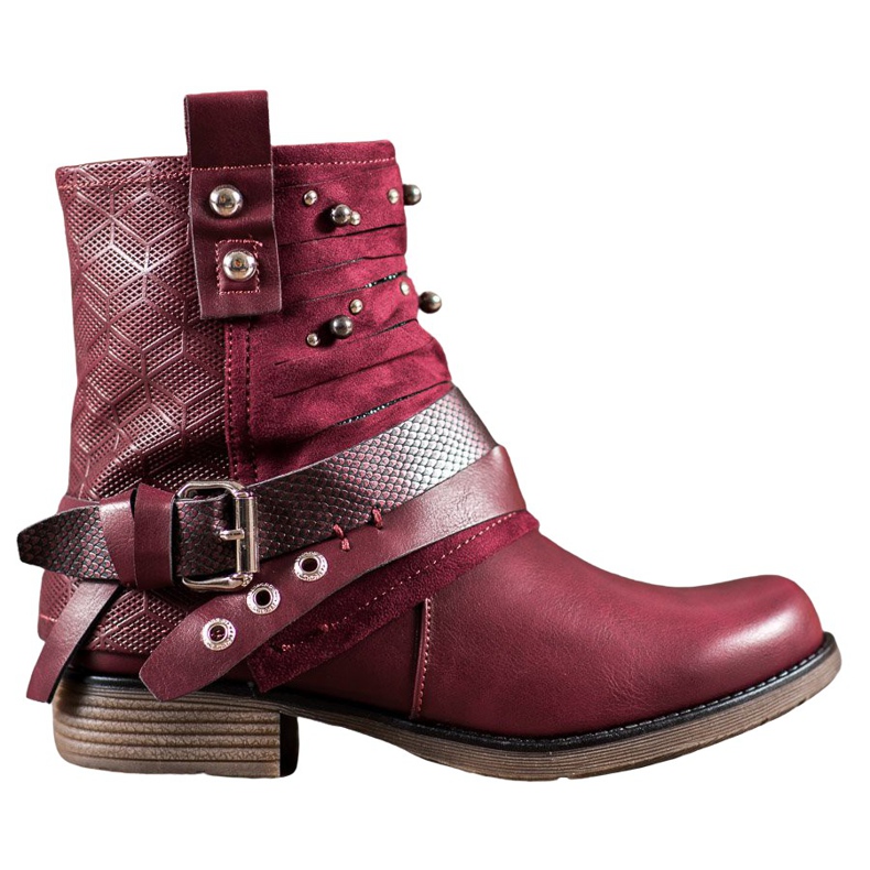 SHELOVET Botas con diamantes de imitación rojo