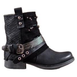 SHELOVET Botas con diamantes de imitación negro