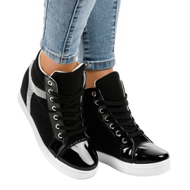 Zapatillas negras de cuña con lentejuelas AN2959 negro Zapatillas negras de cuña con lentejuelas AN2959 negro