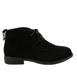 Botines de ante negro con tacones planos HJ99-94