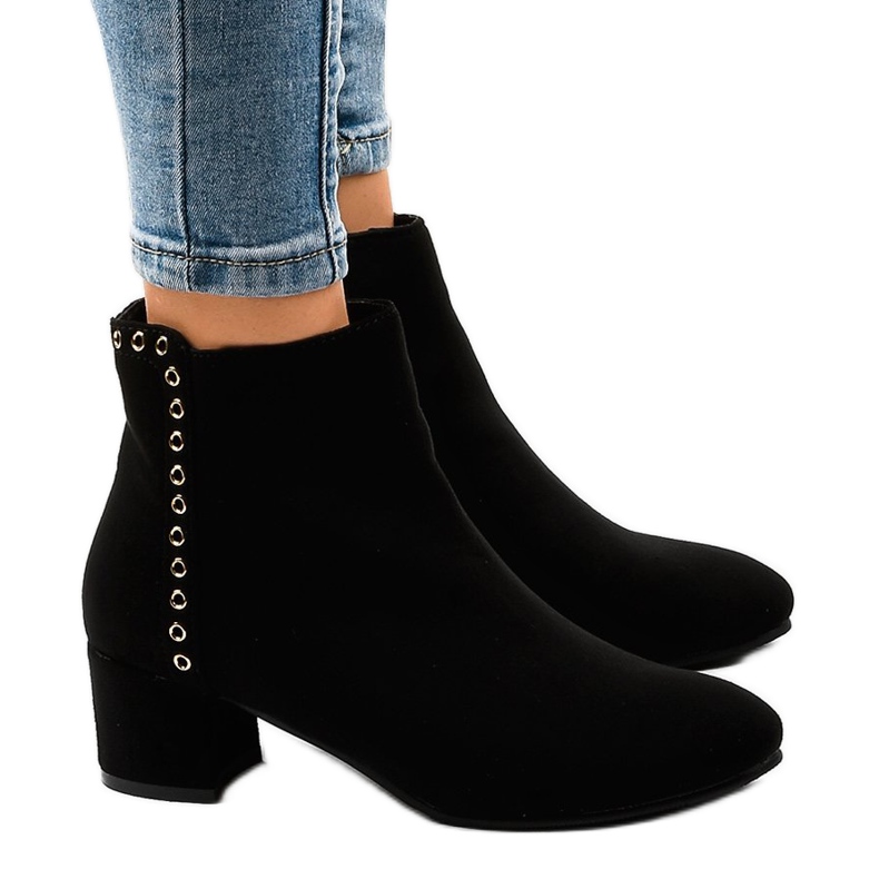 Botines de ante negro en el poste Z179 Botines de ante negro en el poste Z179