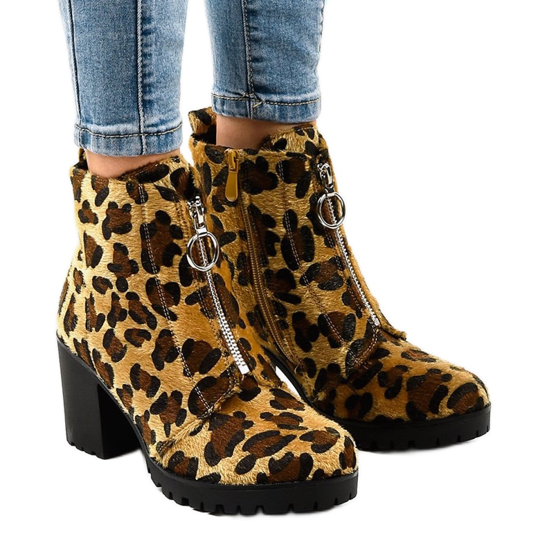Botas de leopardo para mujer con cremallera A273 multicolor Botas de leopardo para mujer con cremallera A273 multicolor