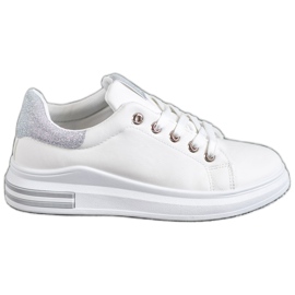 SHELOVET Zapatillas de cuero ecológico blanco
