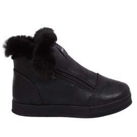 Deportivas negras hasta los tobillos con pelo W19-29 Negro