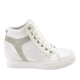 Zapatillas blancas de cuña con lentejuelas AN2959 blanco Zapatillas blancas de cuña con lentejuelas AN2959 blanco