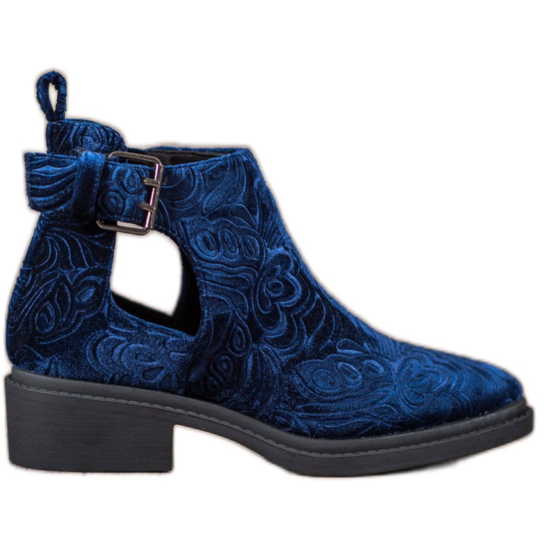 Corina Botas de terciopelo negro azul