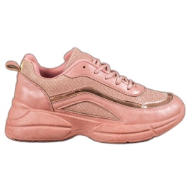 SHELOVET Zapatos deportivos brillantes rosado