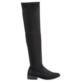 SHELOVET Botas de gamuza hasta el muslo negro