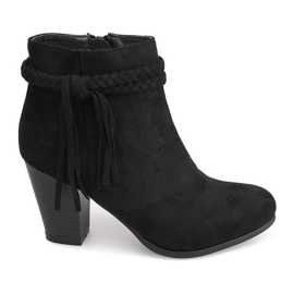 Botines de ante en una barra con flecos B324 Negro