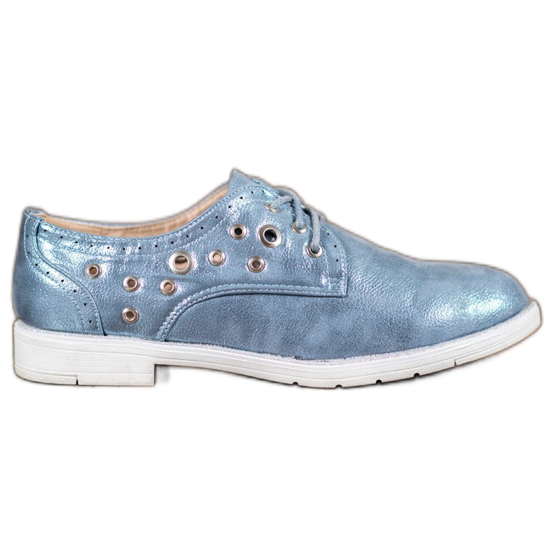 SHELOVET Zapatos atados con cuero ecológico azul