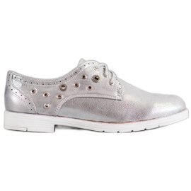 SHELOVET Zapatos atados con cuero ecológico gris