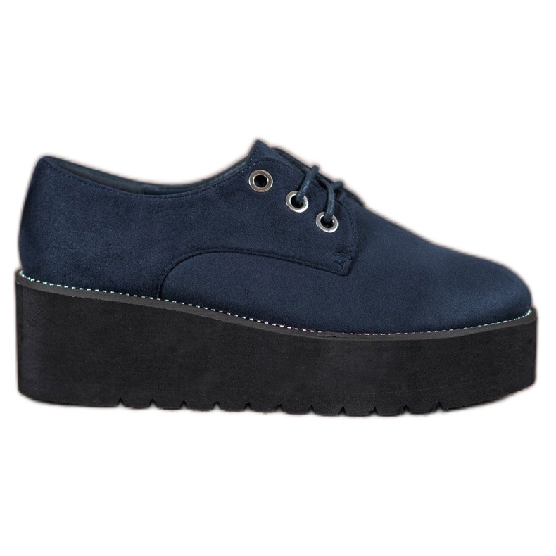 SHELOVET Zapatos de ante en la plataforma azul
