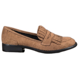 SHELOVET Mocasines con flecos marrón