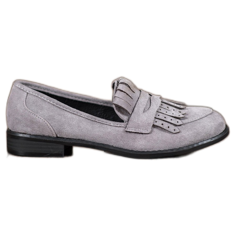 SHELOVET Mocasines con flecos gris