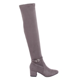 Botas mosqueteras con tacones bajos gris YL-151 Gris Botas mosqueteras con tacones bajos gris YL-151 Gris