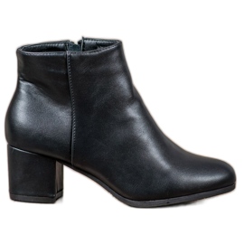SHELOVET Botas clásicas de cuero ecológico negro