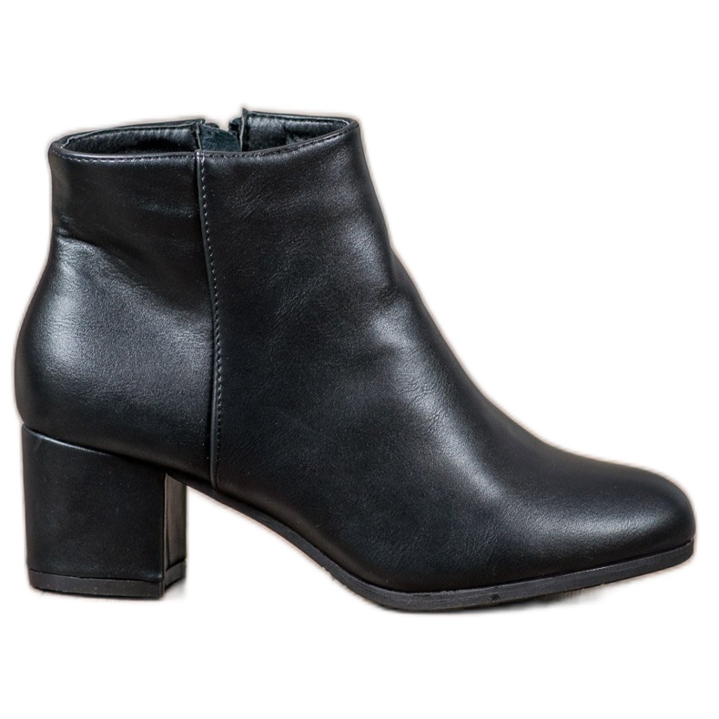 SHELOVET Botas clásicas de cuero ecológico negro
