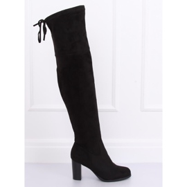Negro Muslo Tacones altos PE161P Negro