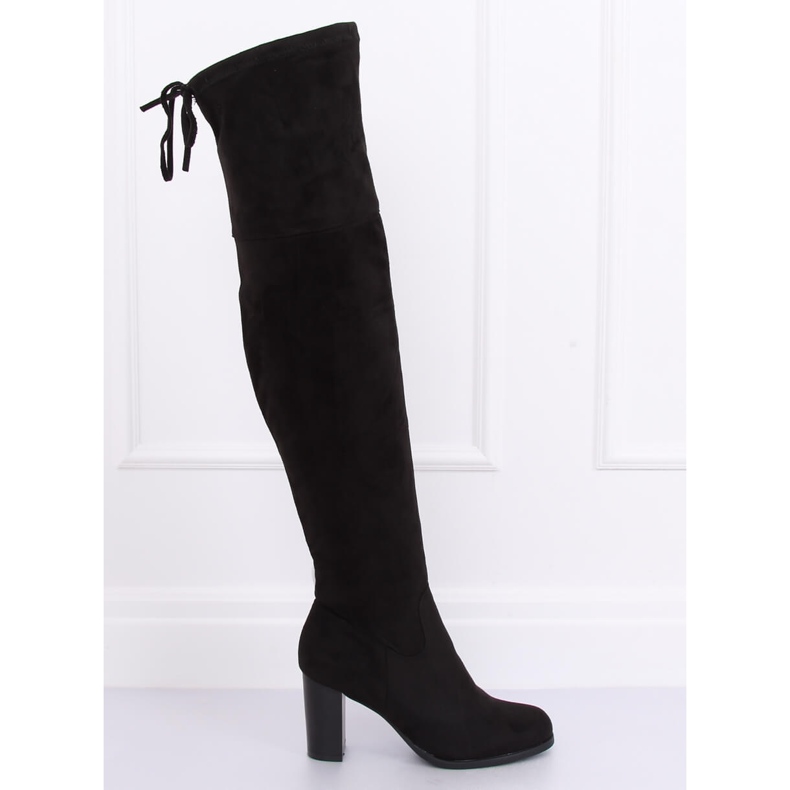 Negro Muslo Tacones altos PE161P Negro