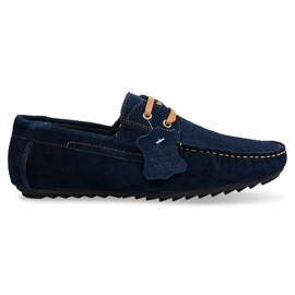 Mocasines de Piel con Cordones SH57 Azul Marino