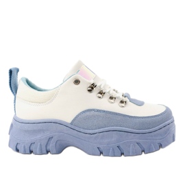 Zapatillas deportivas de mujer blancas y azules PF5329 blanco