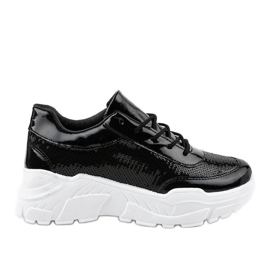 Deportivas negras con lentejuelas W-3118 negro