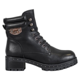 SHELOVET Botines militares en un poste negro SHELOVET Botines militares en un poste negro
