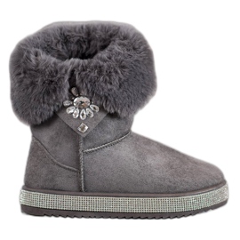 SHELOVET Botas de nieve con circonita cúbica gris
