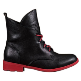 Filippo Botas con cordones con cuero ecológico negro