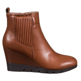 SHELOVET Botas de cuña marrón