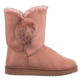 SHELOVET Mukluki con pompón rosa