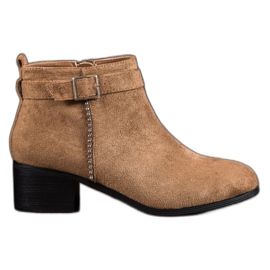 SHELOVET Botas de ante de tacón alto marrón