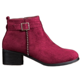 SHELOVET Botas de ante de tacón alto rojo