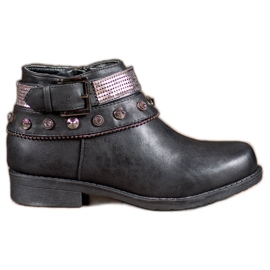 Forever Folie Botas con diamantes de imitación negro
