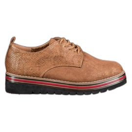 SHELOVET Zapatos en la plataforma con estampado de serpiente marrón
